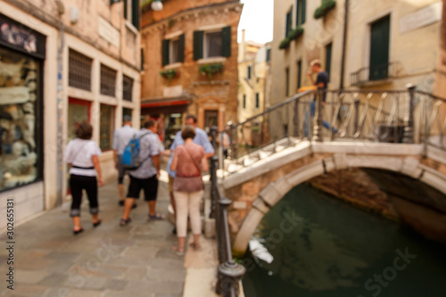 Tourists in Venice, Italy. Blurred photography