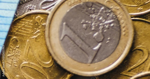 EURO cash macro view. Money euro cash - stop motion 4k animation. Money background bill