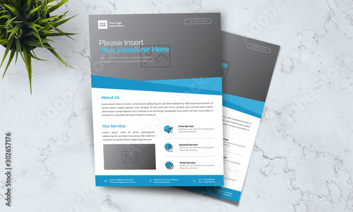 A4 minimalist modern elegant business template flayer vol 91 with blue and white color cmyk ready to print in vector editable layer