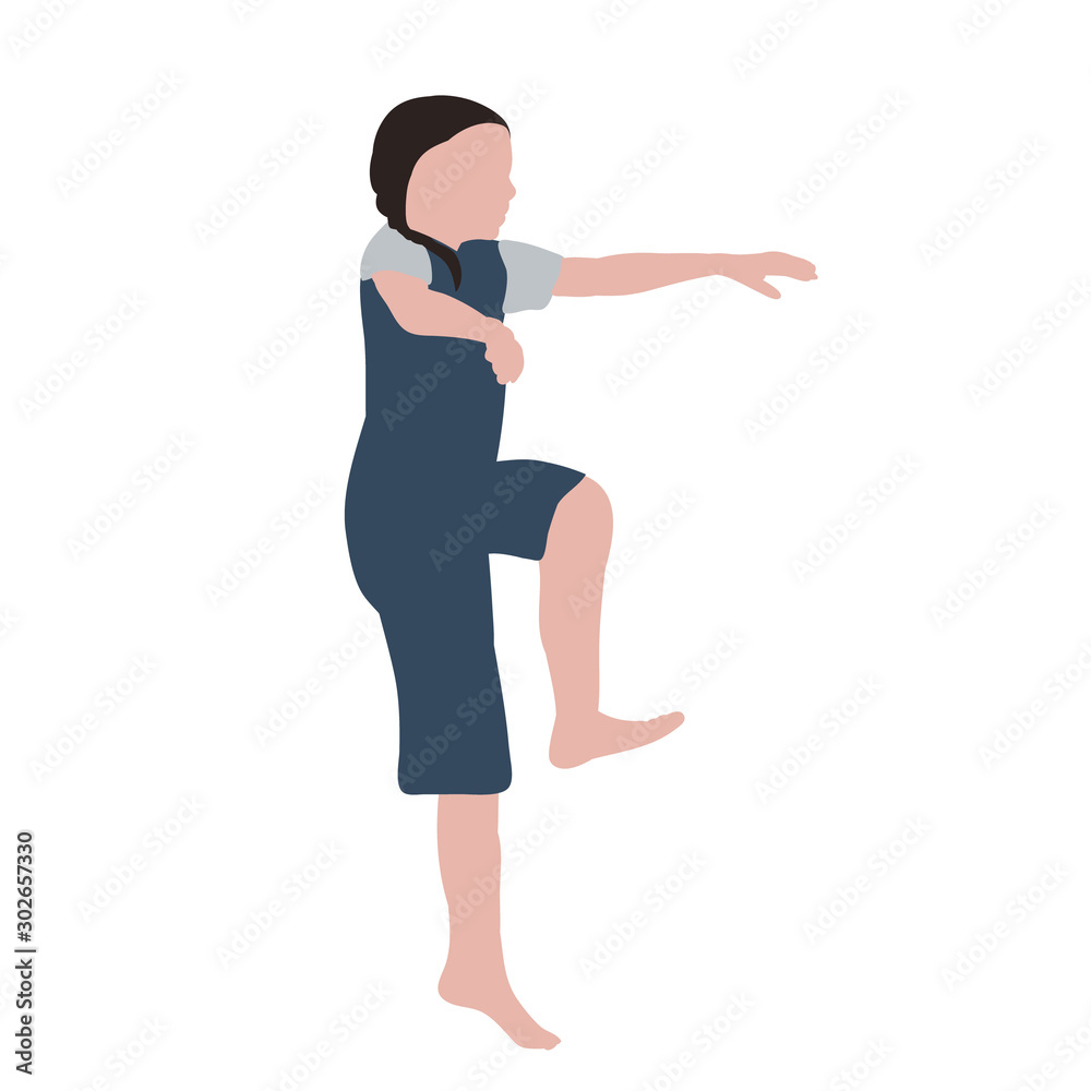 vector, on a white background, without face, in a flat style, the girl does exercises vector, on a white background, without face, in a flat style, the girl does exercises