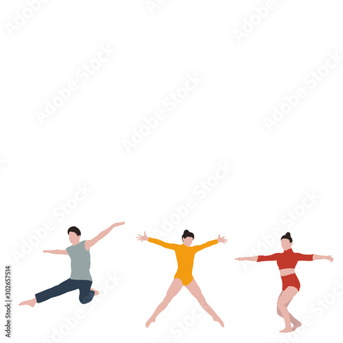 in a flat style  girls dance
