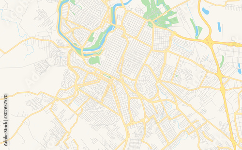 Wallpaper Mural Printable street map of Piracicaba, Brazil Torontodigital.ca