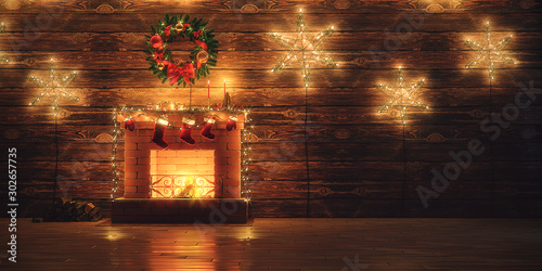3D Rendering Christmas interior
