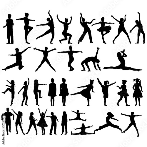 dancing girls, silhouette, set, collection