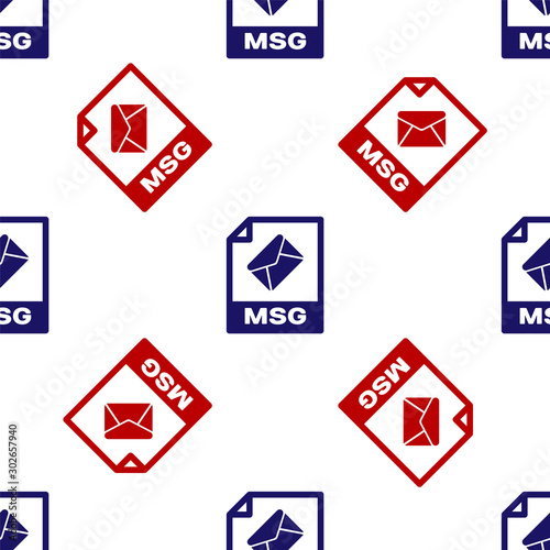 Blue and red MSG file document. Download msg button icon isolated seamless pattern on white background. MSG file symbol. Vector Illustration