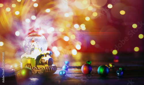 Christmas snowglobe,Merry Christmas concept background.