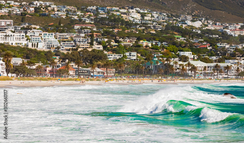Camps Bay Beach and Table Mountain in Cape Town South Africa