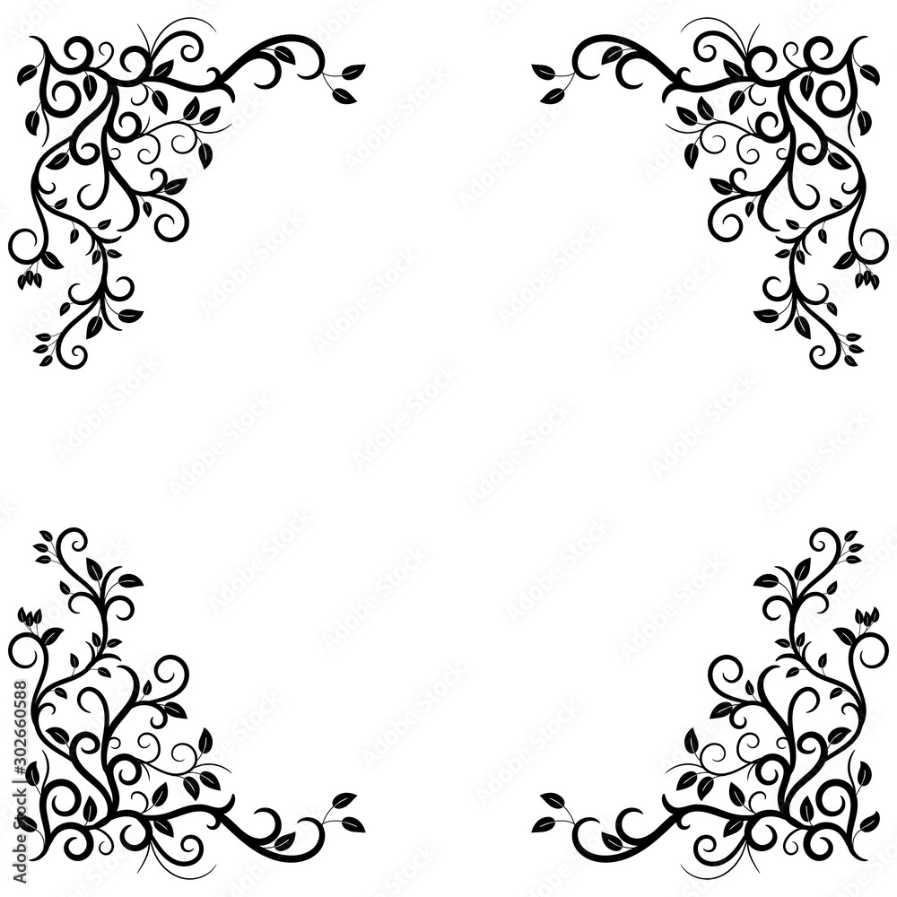 square frame of beautiful patterns and leaves for design square frame of beautiful patterns and leaves for design