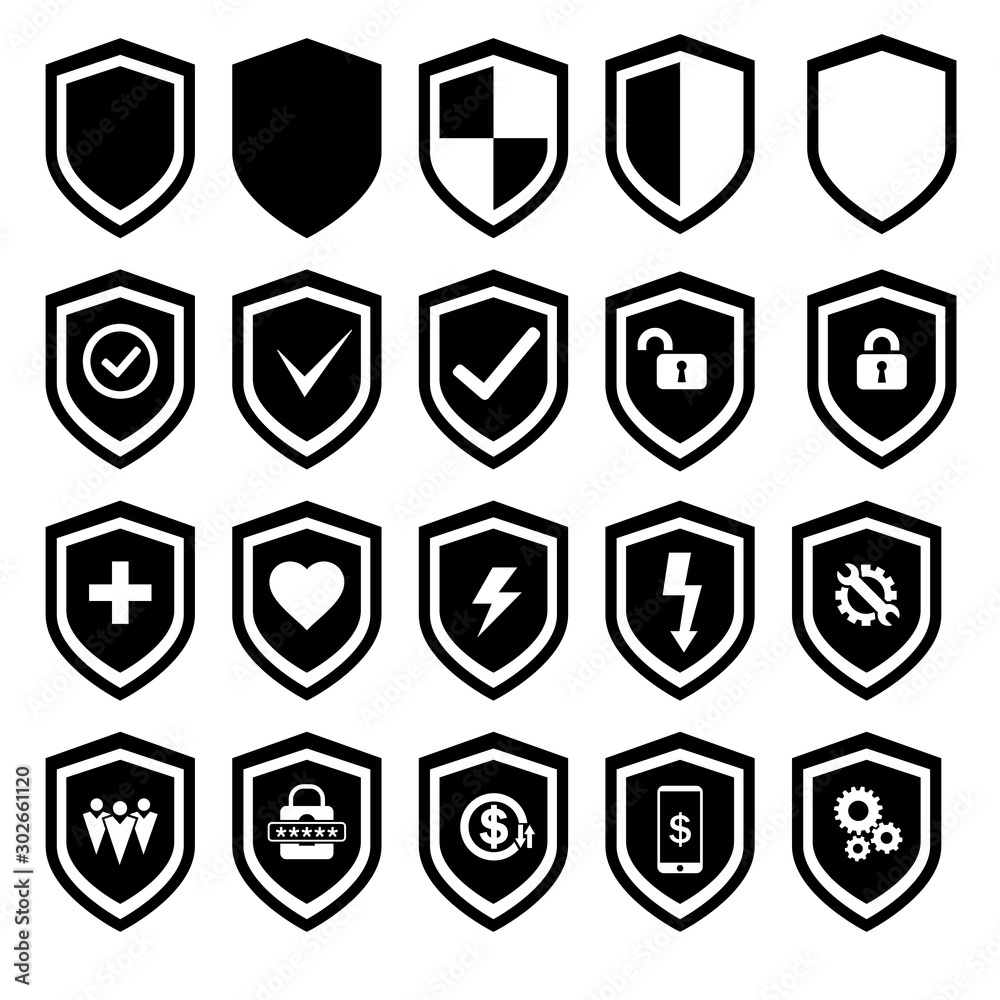 Shield Vector icon set. protection illustration symbol collection. Shield Vector icon set. protection illustration symbol collection.