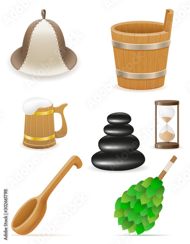 accessories for steam bath or sauna vector illustration