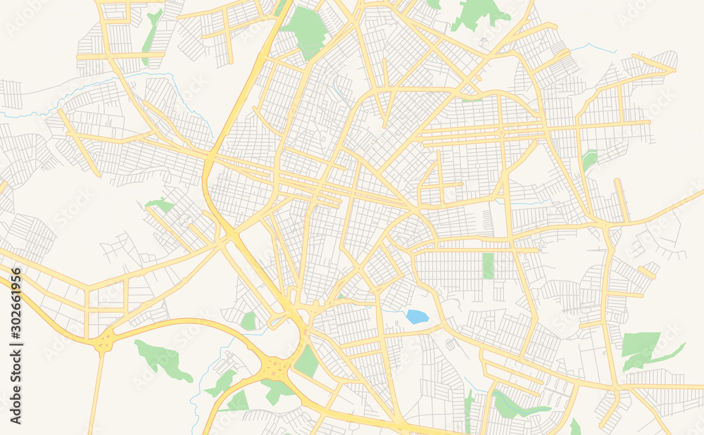 Printable street map of Franca, Brazil