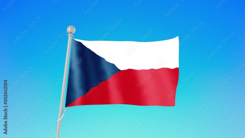 Czech Republic, Czech flag - national flag flying in the wind on a flagpole (against a blue clear sky). Animation, 4K footage. Beautiful state flag. Czech Republic, Czech flag - national flag flying in the wind on a flagpole (against a blue clear sky). Animation, 4K footage. Beautiful state flag.
