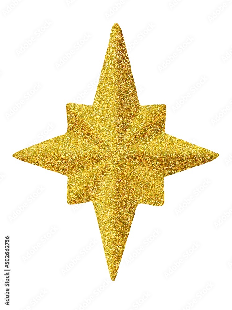 Gold Christmas star on white Gold Christmas star on white