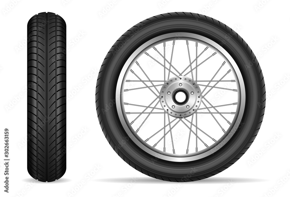 Motorcycle tires isolated on white background vector illustration