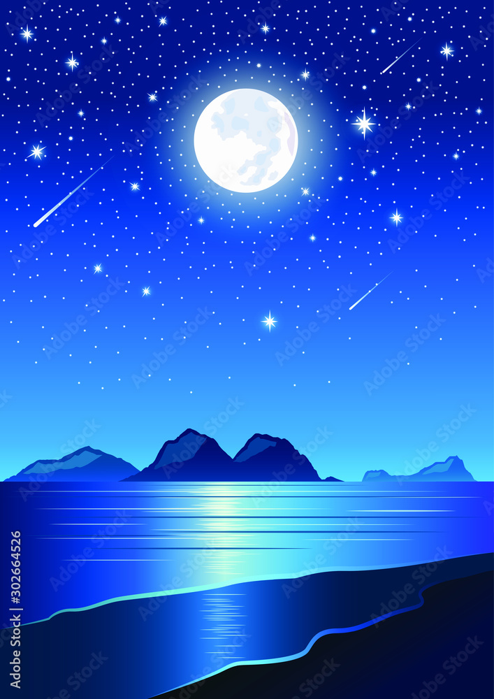 Image panorama, beautiful beach night background