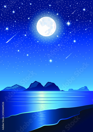 Image panorama  beautiful beach night background