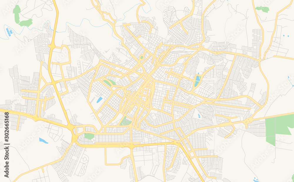 Printable street map of Uberaba, Brazil