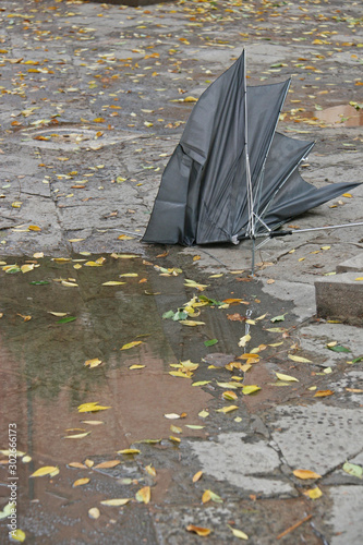 broken umbrella in street of Venice