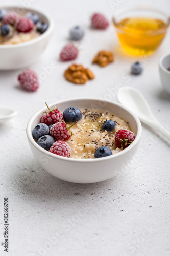 Porridge with berries for breakfast