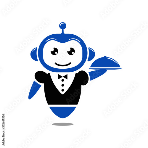 clever robot bartending logo vector