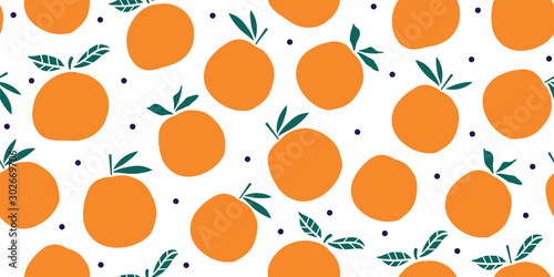 Stylish citrus oranges fruits seamless pattern