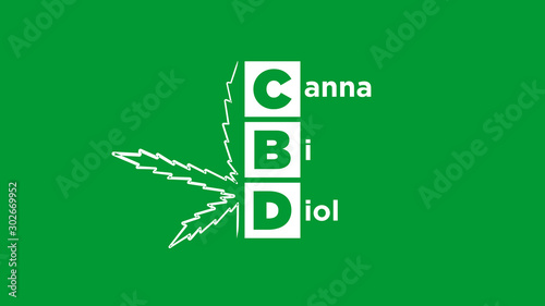 CBD canabidiol text typography in clean modern background illustration