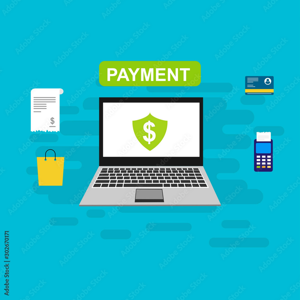 payment, Security code, Payment sync, e-commerce, Global market website with laptop. Minimal vector infographic payment, Security code, Payment sync, e-commerce, Global market website with laptop. Minimal vector infographic