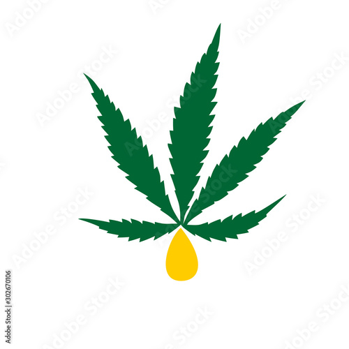 fresh cannabis sativa ganja fresh extraction oil CBD flat style illustration