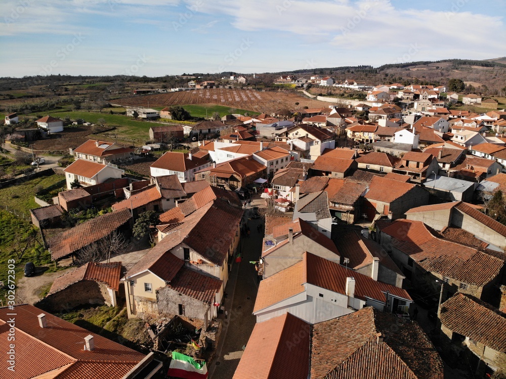 Aerial view of small village in Portugal