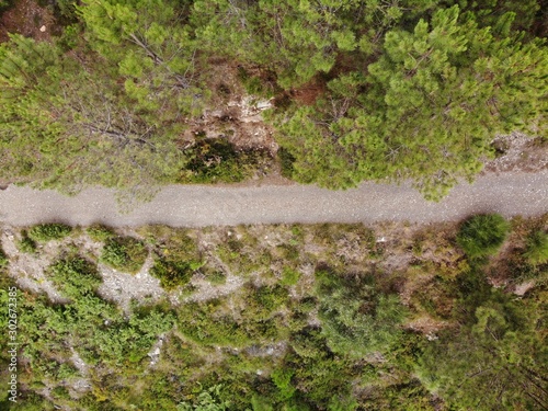 top down view of road in the mountain