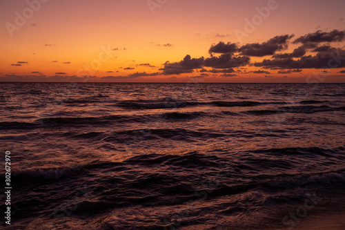 Castel Volturno. Sunset at the coast. Sea.. Campania Italy. Coast. Mediterranean