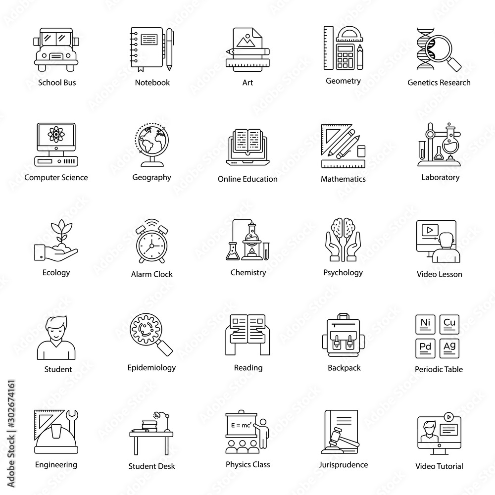 Educational Tools Line Icons Pack Educational Tools Line Icons Pack