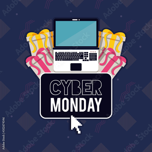 cyber monday day poster with laptop