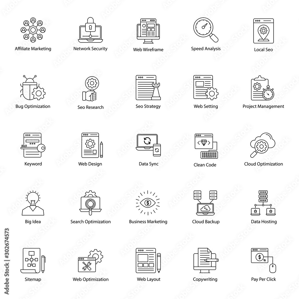 Seo Website Line Icons Pack Seo Website Line Icons Pack
