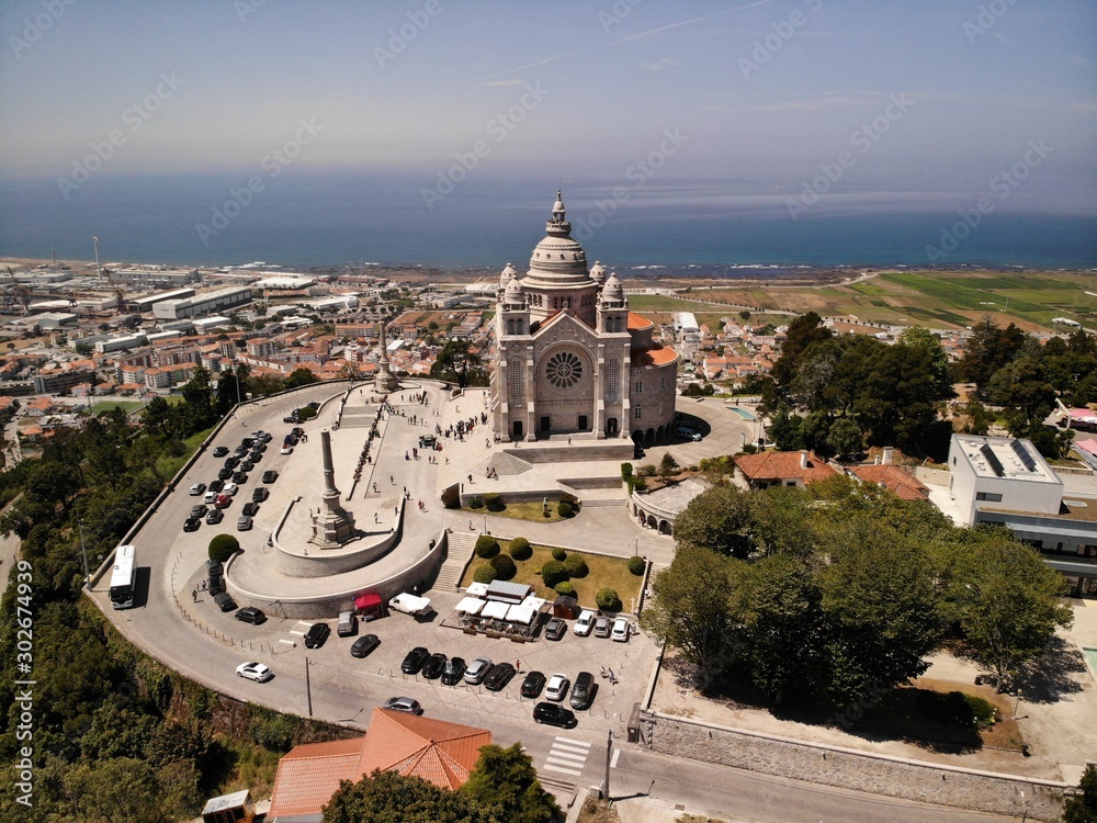 Aerial view of the church on top of the hill