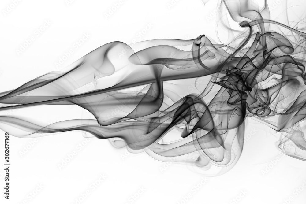 Black smoke abstract on white background. fire design. Toxic fumes are moving Black smoke abstract on white background. fire design. Toxic fumes are moving