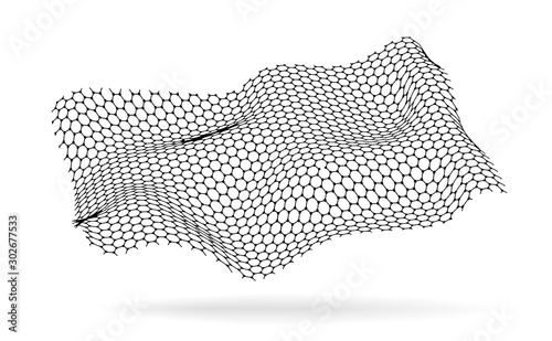 Graphene, a molecular network of hexagons connected together. Chemical network. Carbon, nanomaterials. illustraion