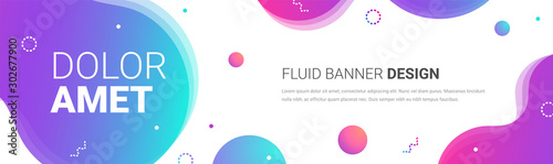 Fluid shapes horizontal banner neon