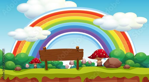 Scene with rainbow in the park