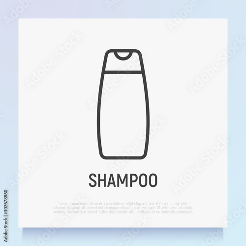 Shampoo thin line icon. Simple packaging. Modern vector illustration for beauty shop.