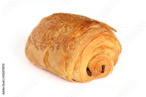 Petit pain au chocolat isolated on white background.