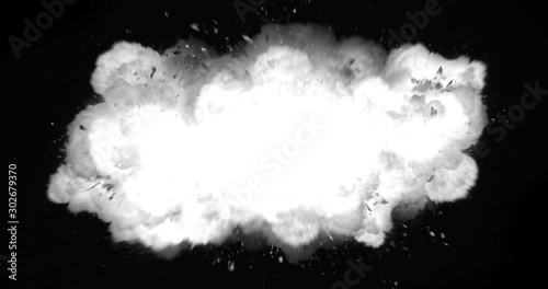 Realistic fireball explosion and blasts with luma channel. 4K VFX element.