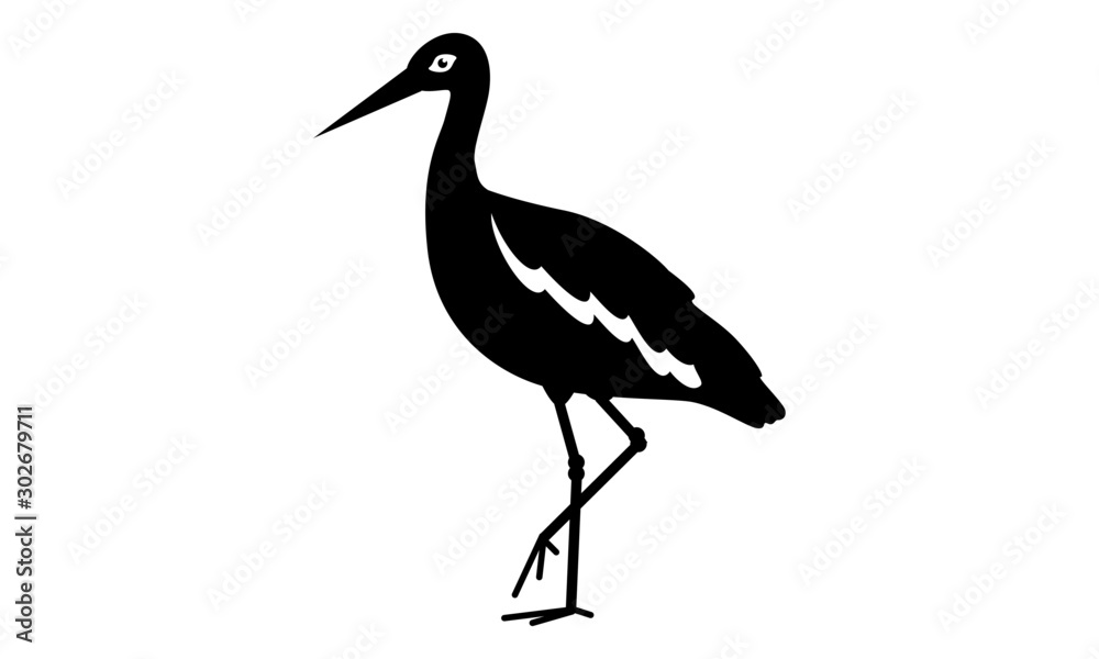 Fototapeta premium Stork / crane flat vector illustration