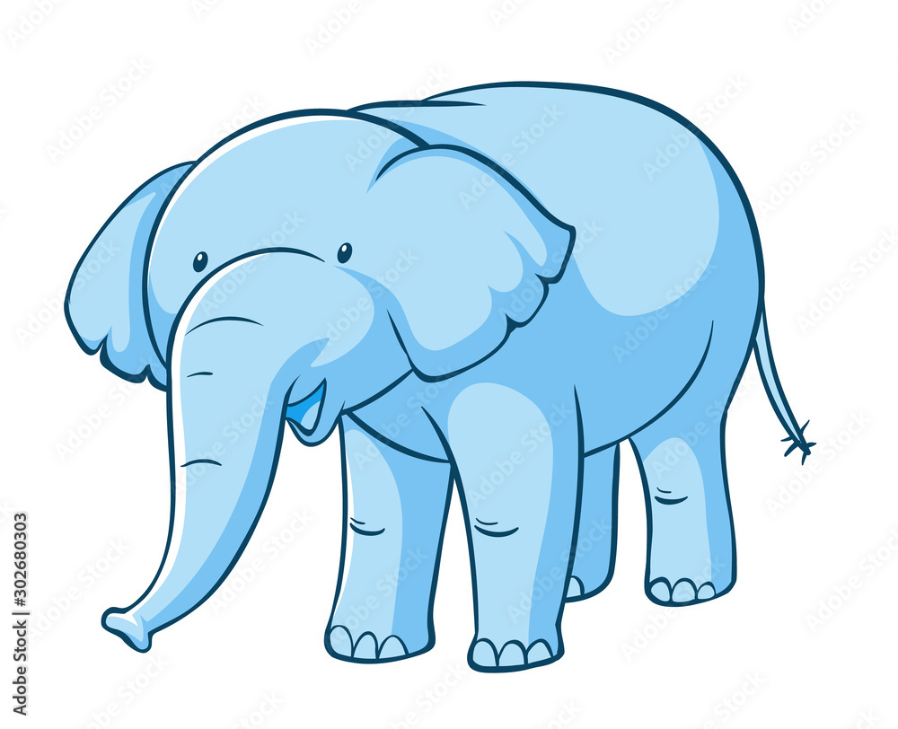 Blue elephant on white background