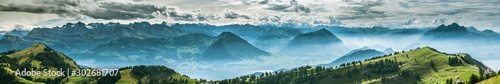 Panoramic view on beautiful Swiss Alps surrounding Lake Lucerne