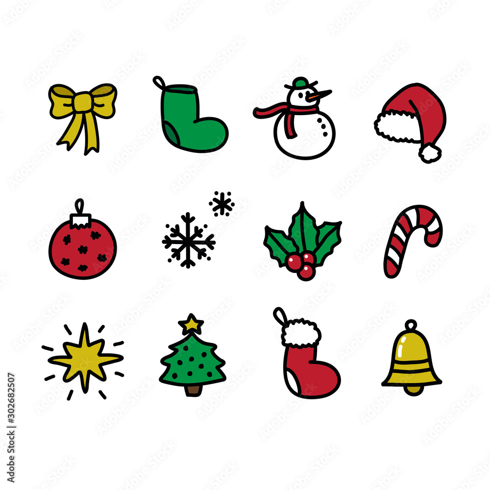 Christmas doodle icon, vector illustration