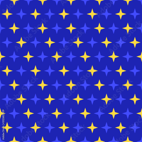 Seamless pattern with stars on blue background