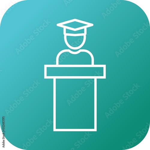 Beautiful Lectturer Line Vector Icon