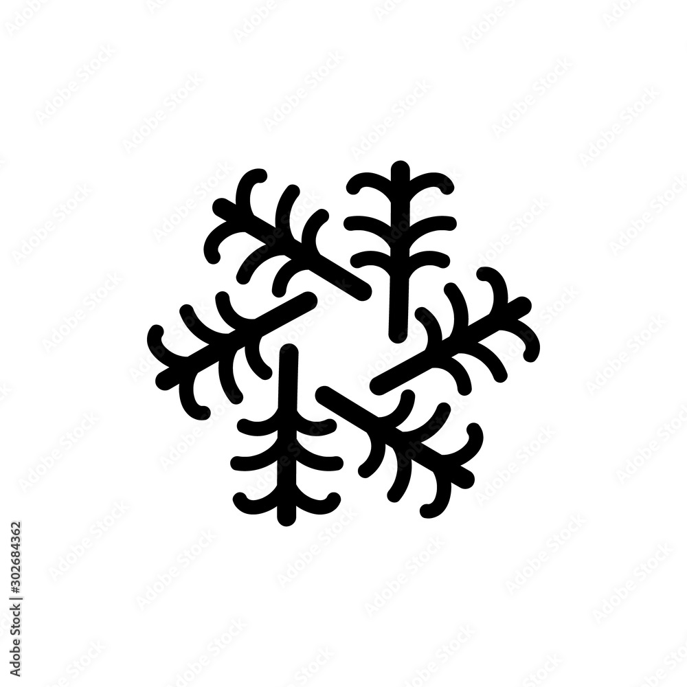 Simple black winter snowlake. Christmas vector icon. Simple black winter snowlake. Christmas vector icon.