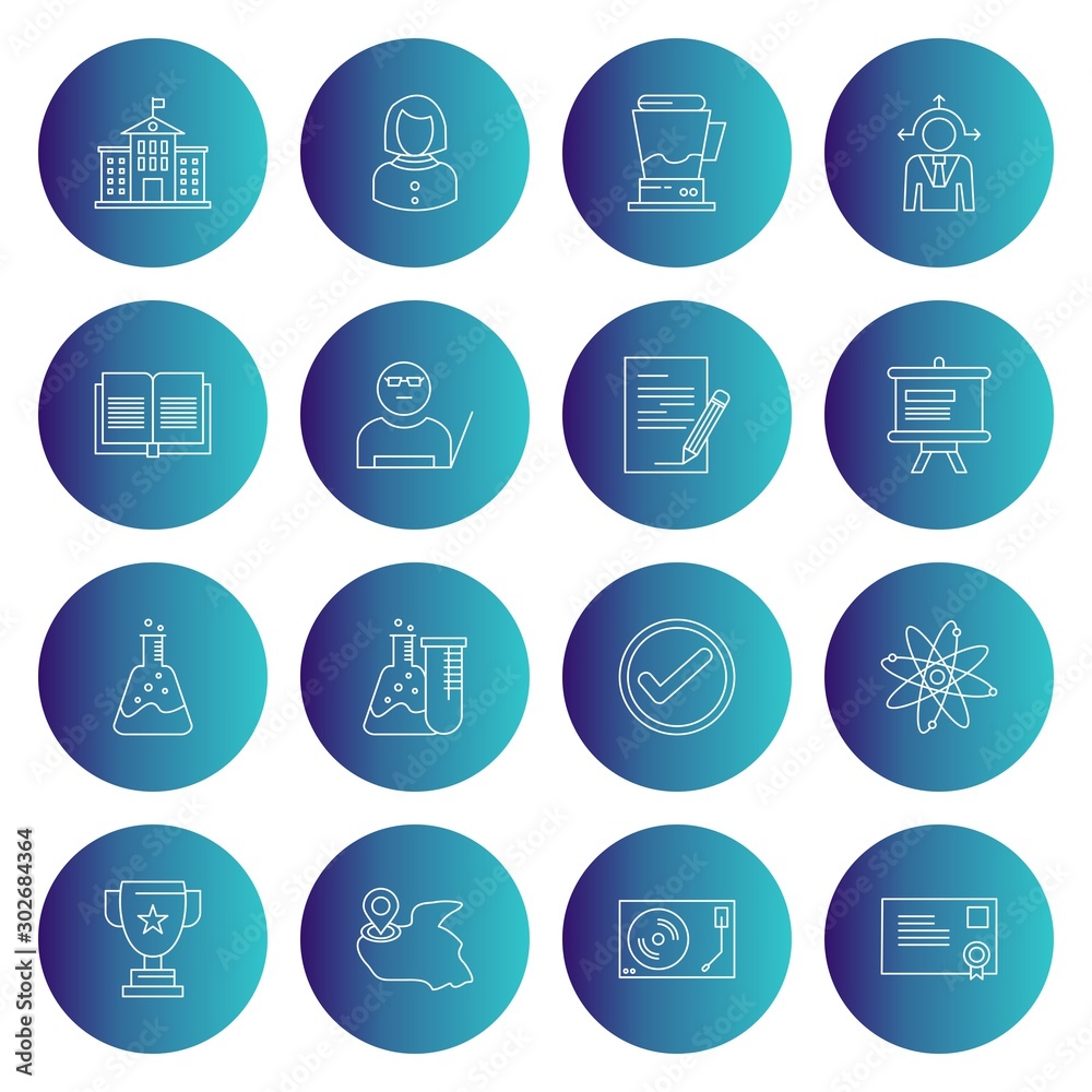 Set Of 16 Universal Icons For Mobile Application and websites